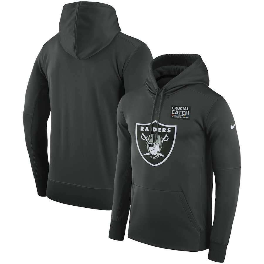 Men's Oakland Raiders Anthracite Nike Crucial Catch Performance Hoodie,We sell and wholesale Men's Oakland Raiders Anthracite Nike Crucial Catch Performance Hoodie on line form chian!